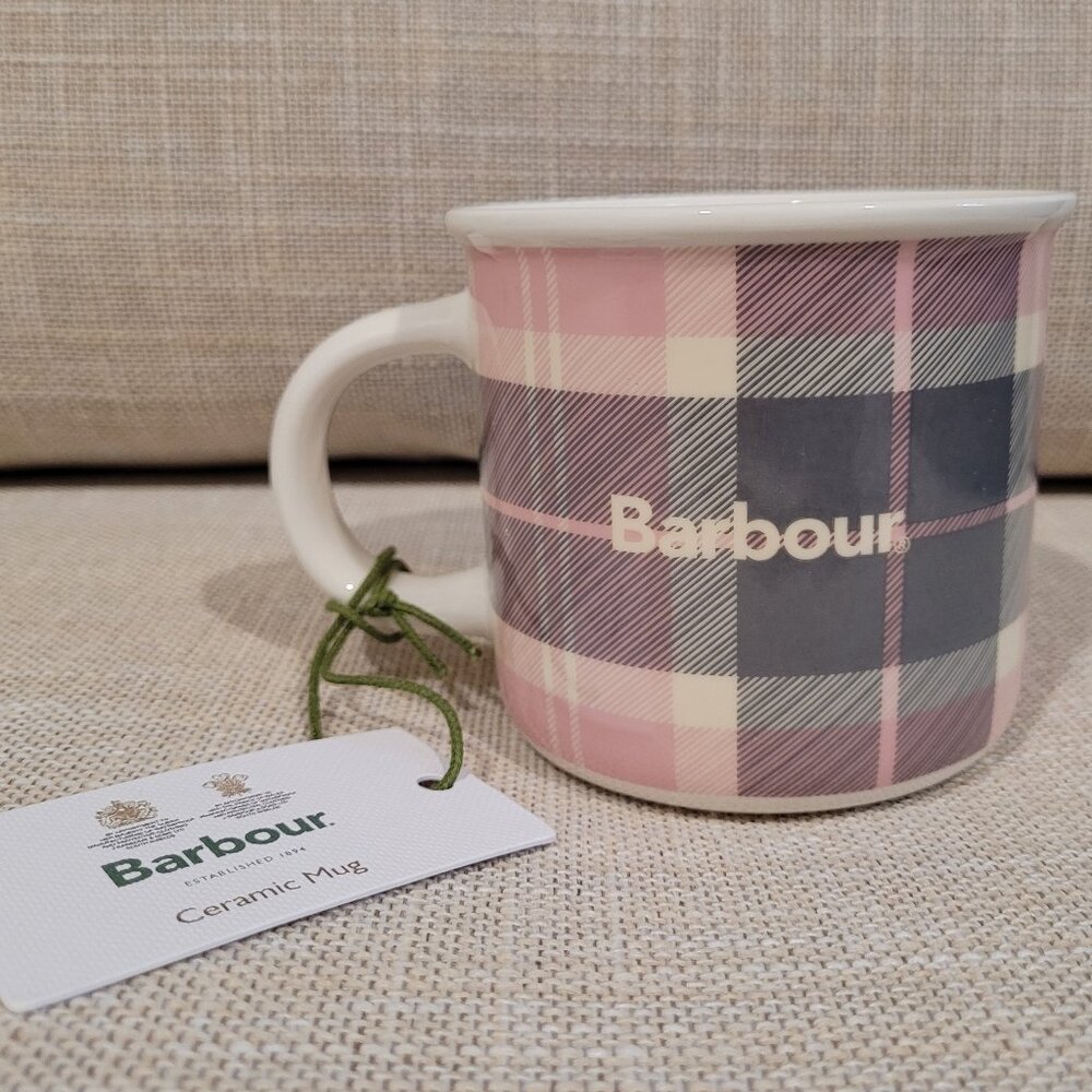 Barbour Ceramic Mug - Tartan Pink / Grey UAC0229PI11 Coffee Cup Tumbler Bottle